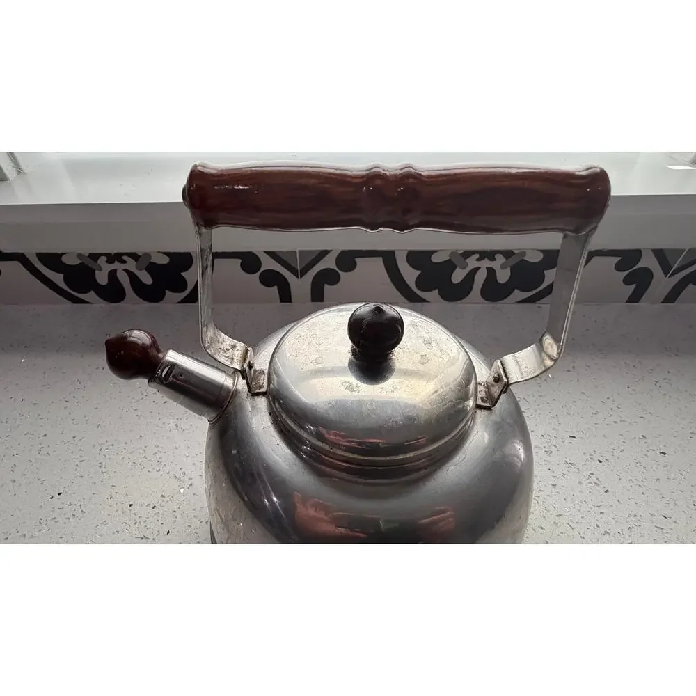 Vintage FARBERWARE Tea Kettle Pot 753 2.5 Quart Lid and Whistler Stainless Steel